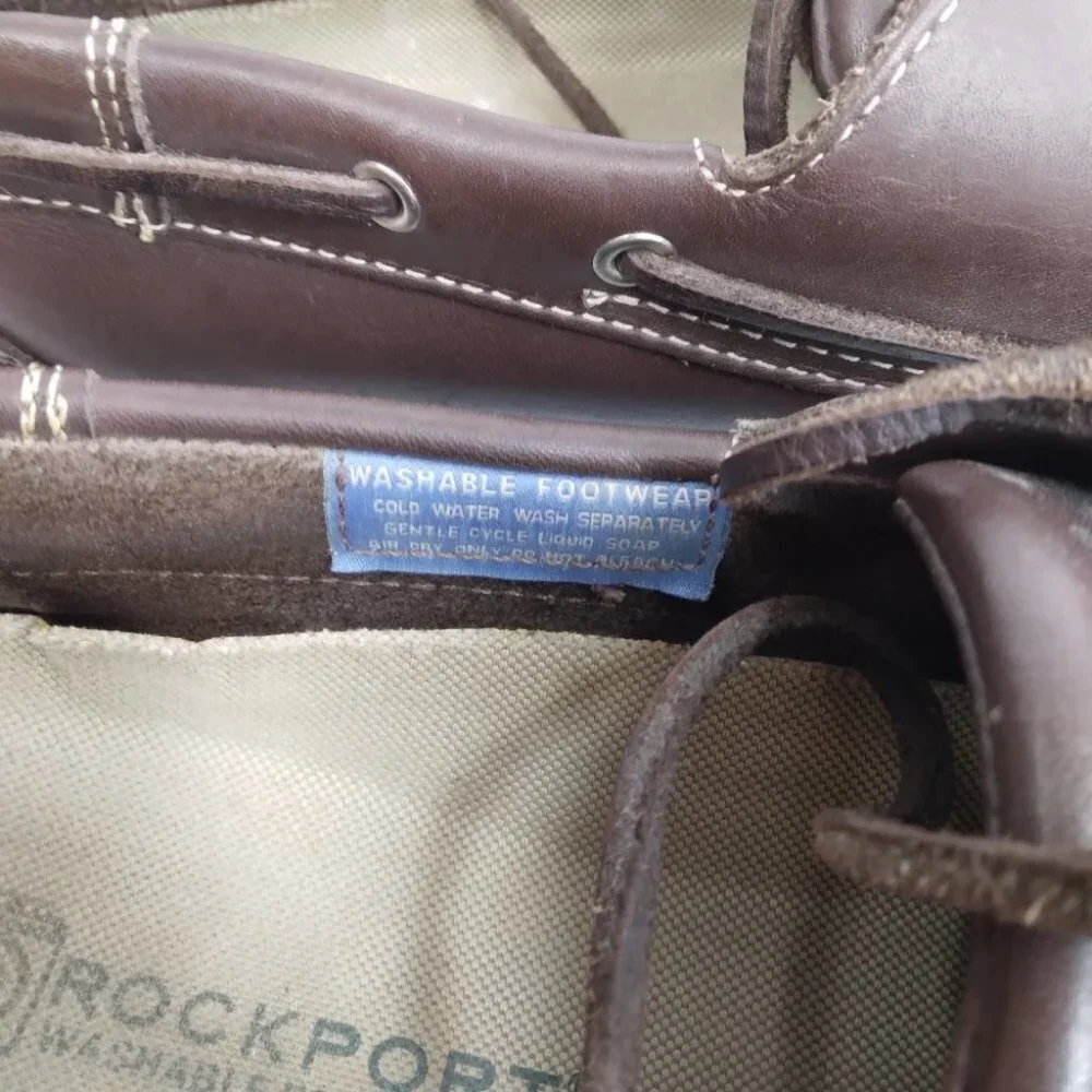 Rockport Washable Footwear Brown Leather Boat Shoes Loafers Size 11.5M
